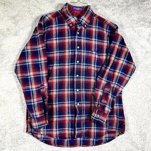 Vintage Pendleton Shirt Mens Large Blue Plaid Wool Flannel Lined Button Down
